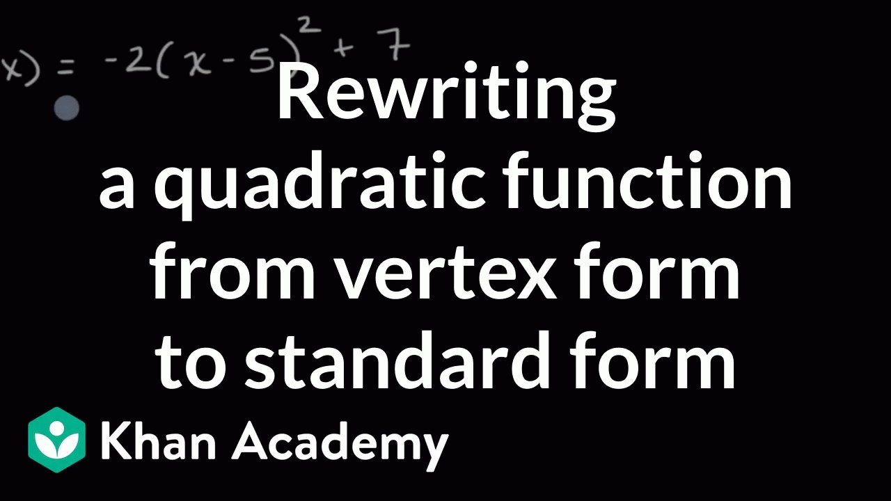 Rewriting a quadratic function from vertex form to standard form | Khan Academy