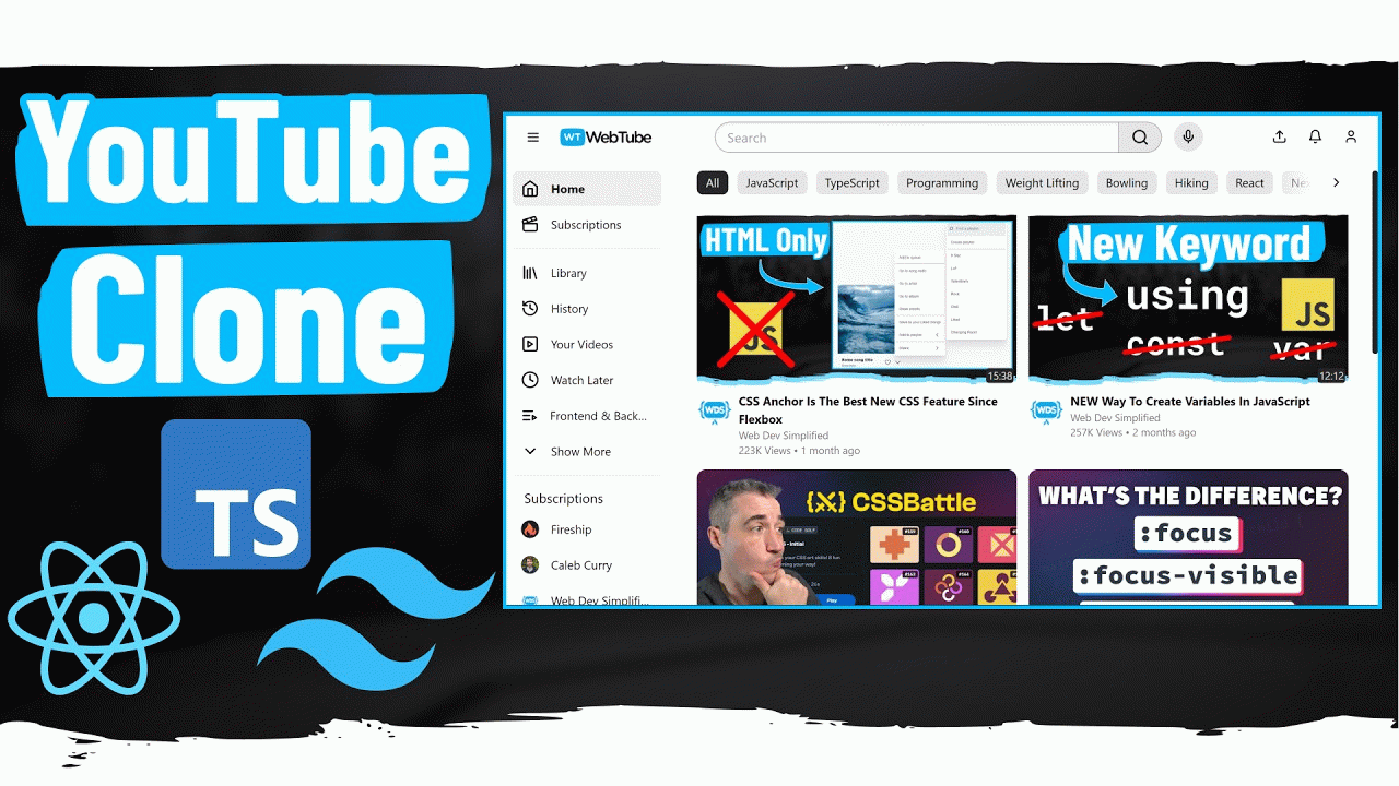 How To Create The YouTube Home Page With Tailwind, React, and TypeScript